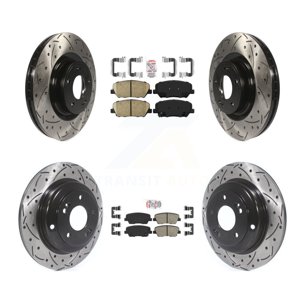 Ceramic Pad Drill Slot Disc Brake Rotor Front Rear Kit For Hyundai Genesis Coupe