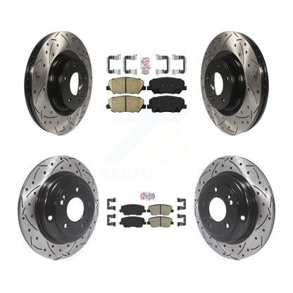 Ceramic Pad Drill Slot Disc Brake Rotor Front Rear Kit For Hyundai Genesis Coupe