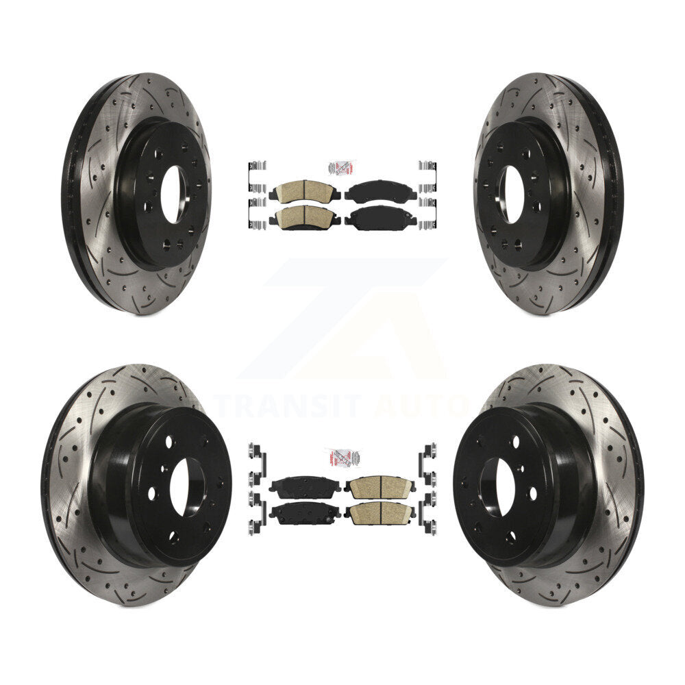 Ceramic Pad Drill Slot Brake Rotors Front Rear Kit For Chevrolet GMC Sierra 1500