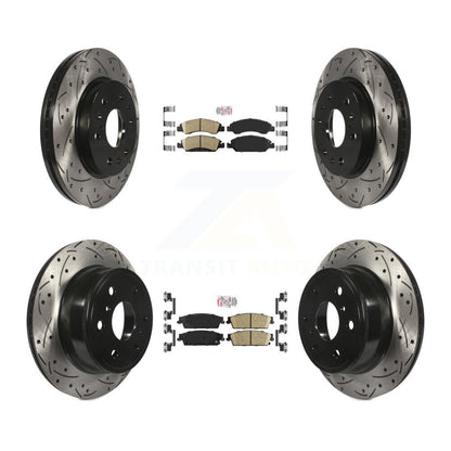 Ceramic Pad Drill Slot Brake Rotors Front Rear Kit For Chevrolet GMC Sierra 1500