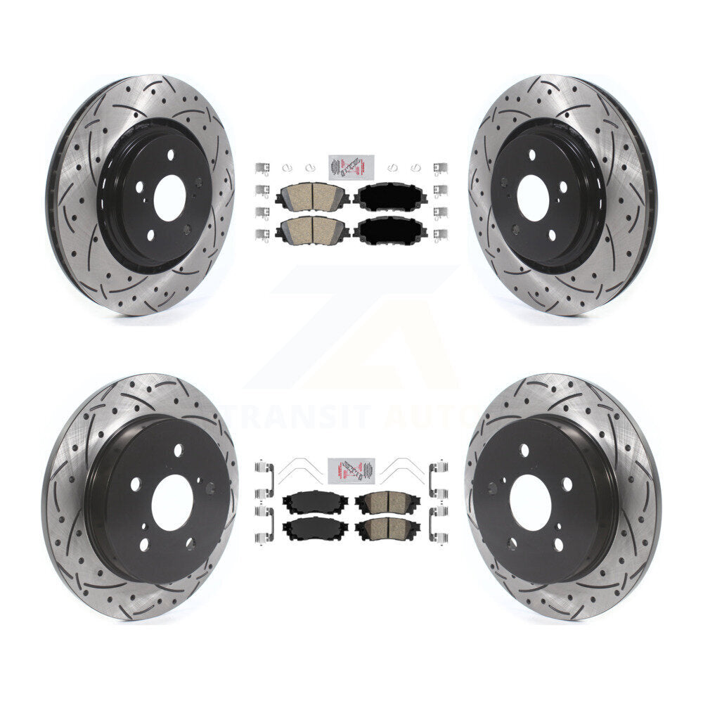 Ceramic Pad Drill Slot Disc Brake Rotor Front Rear Kit For 2020 Toyota Camry XSE