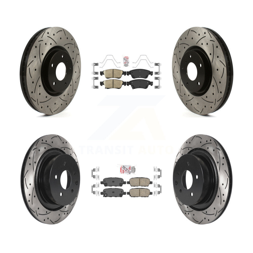 Ceramic Pad Drill Slot Disc Brake Rotors Front Rear Kit For INFINITI G37 G35 Q60