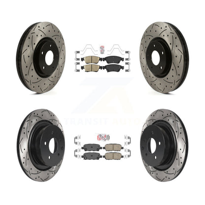 Ceramic Pad Drill Slot Disc Brake Rotors Front Rear Kit For INFINITI G37 G35 Q60