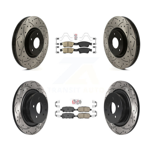 Ceramic Pad Drill Slot Disc Brake Rotors Front Rear Kit For INFINITI G37 G35 Q60