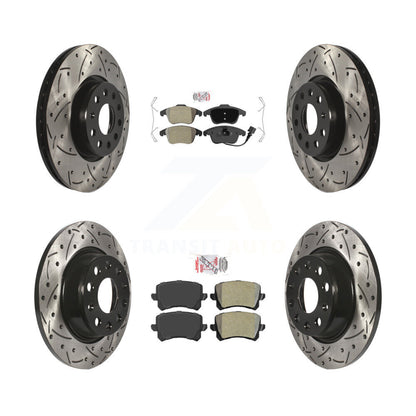 Semi-Metallic Pad Drill Slot Brake Rotor Front Rear Kit For Volkswagen Tiguan Q3
