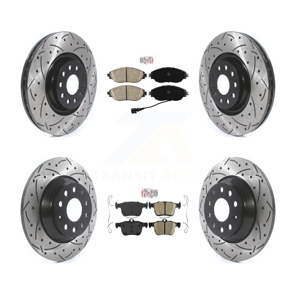 Ceramic Pad Drill Slot Disc Brake Rotor Front Rear Kit For Volkswagen Jetta 2.0L