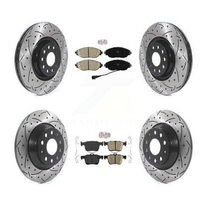 Ceramic Pad Drill Slot Disc Brake Rotor Front Rear Kit For Volkswagen Jetta 2.0L