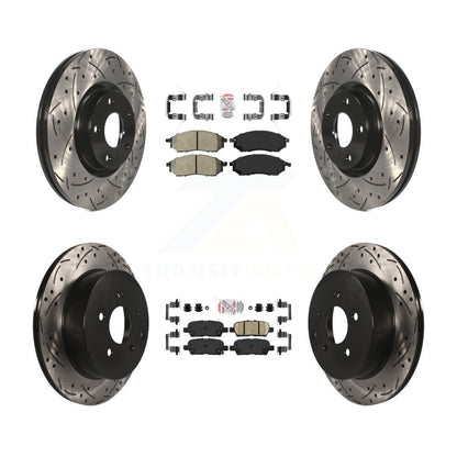 Semi-Metallic Ceramic Pad Drill Slot Brake Rotors Front Rear Kit For Nissan QX70