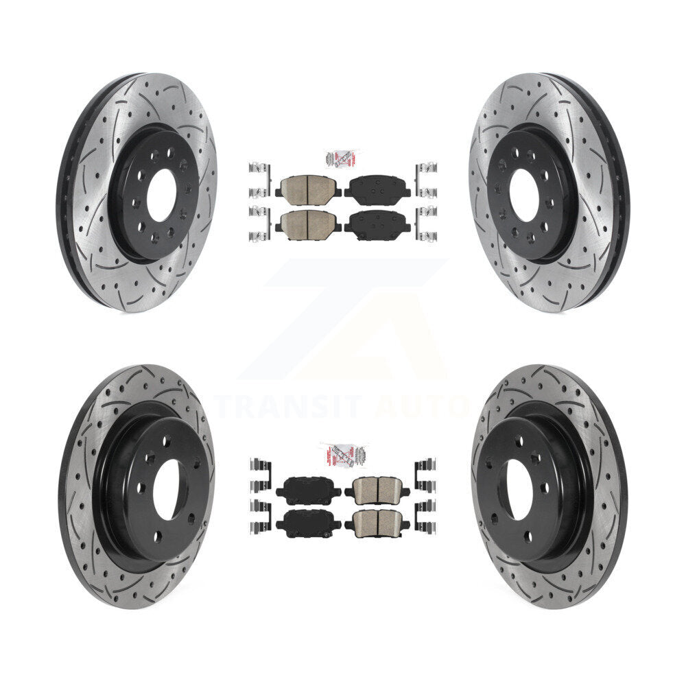Ceramic Pad Drill Slot Disc Brake Rotor Front Rear Kit For Chevrolet Equinox GMC