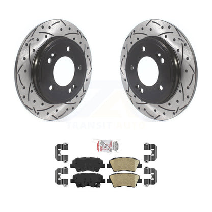 Drill Slot Brake Rotors Ceramic Pad Rear Kit For Hyundai Elantra Kia Forte Ioniq