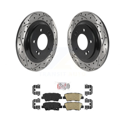 Drill Slot Brake Rotor Ceramic Pad Rear Kit For Hyundai Kia Sonata Elantra GT EV