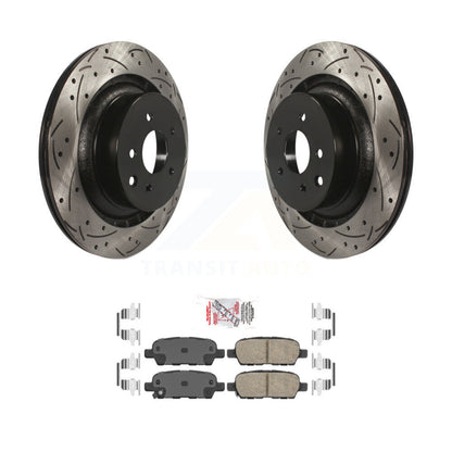 Coated Drilled Slotted Disc Brake Rotors & Ceramic Pad Rear Kit For INFINITI Q60