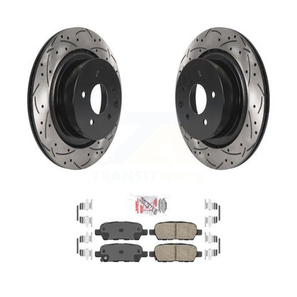 Coated Drill Slot Disc Brake Rotor Ceramic Pad Rear Kit For INFINITI G37 G35 Q60