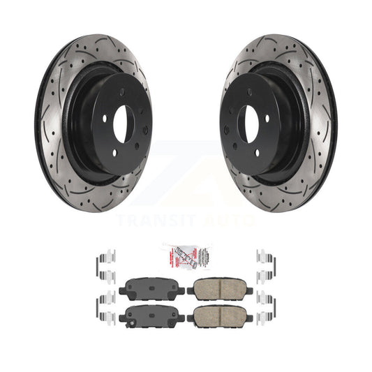 Coated Drill Slot Disc Brake Rotor Ceramic Pad Rear Kit For INFINITI G37 G35 Q60