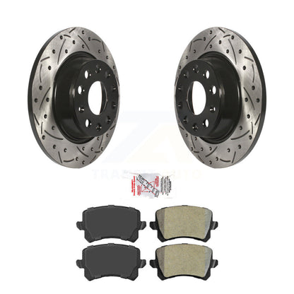 Drill Slot Brake Rotors Semi-Metallic Pad Rear Kit For Volkswagen Tiguan Audi Q3
