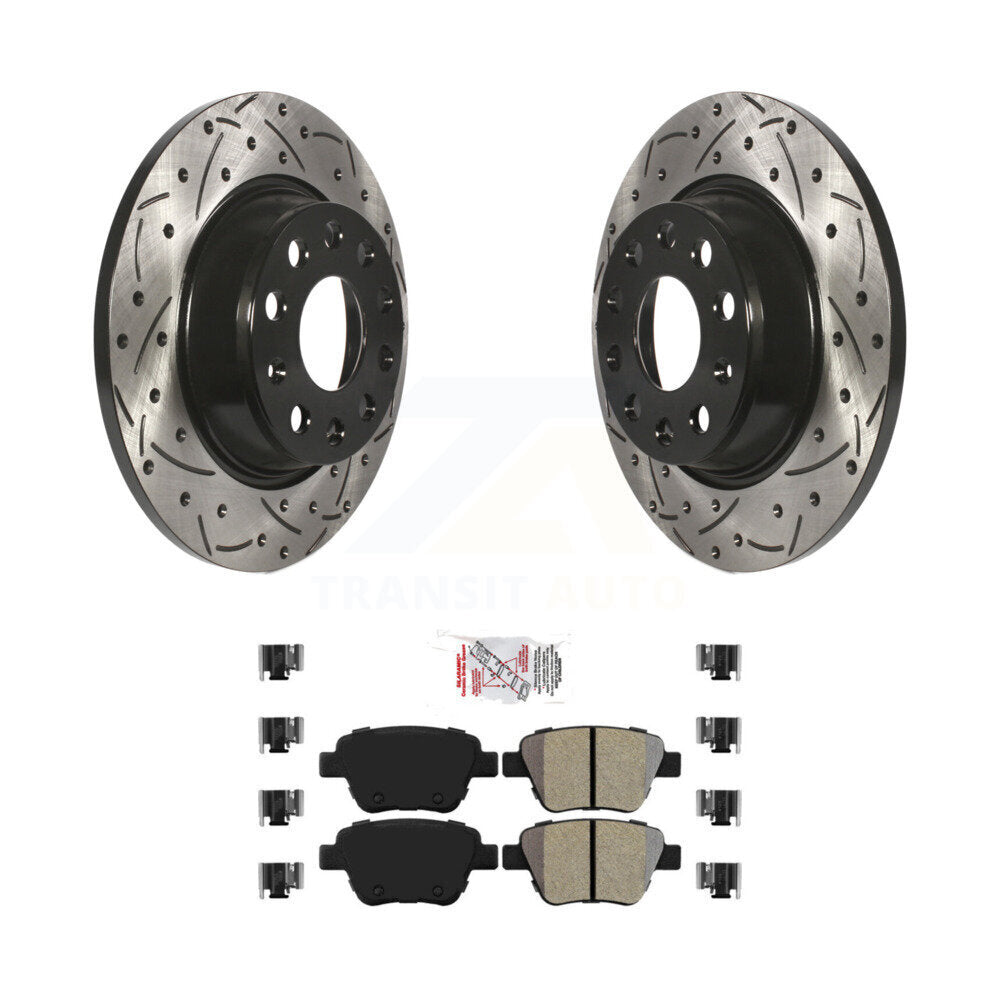 Drill Slot Brake Rotor Semi-Metallic Pad Rear Kit For Audi A3 Quattro Volkswagen
