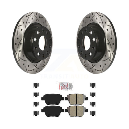 Drill Slot Brake Rotor Semi-Metallic Pad Rear Kit For Audi A3 Quattro Volkswagen