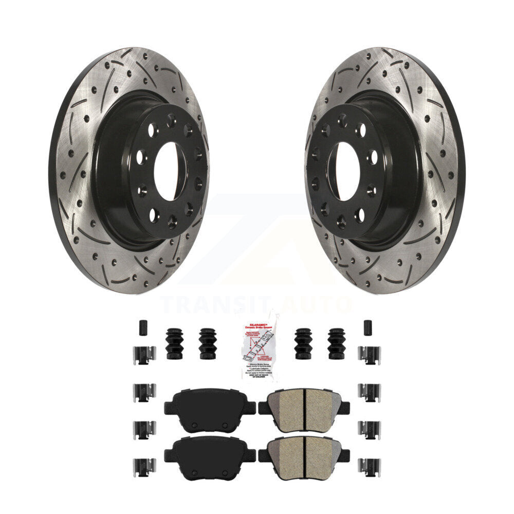 Drill Slot Brake Rotor Semi-Metallic Pad Rear Kit For Audi A3 Quattro Volkswagen