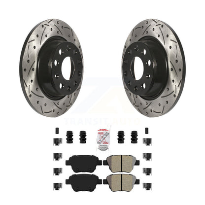 Drill Slot Brake Rotor Semi-Metallic Pad Rear Kit For Audi A3 Quattro Volkswagen