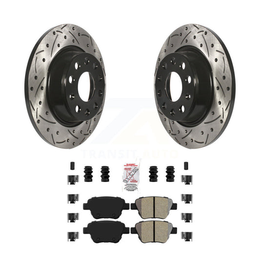 Drill Slot Brake Rotor Semi-Metallic Pad Rear Kit For Audi A3 Quattro Volkswagen
