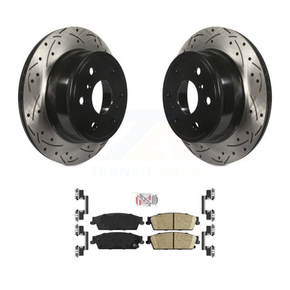 Drill Slot Brake Rotors Ceramic Pad Rear Kit For Chevrolet GMC Sierra 1500 Tahoe