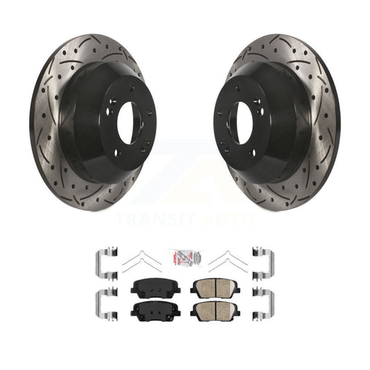 Drill Slot Brake Rotors Ceramic Pad Rear Kit For Kia Sorento Hyundai Santa Fe XL