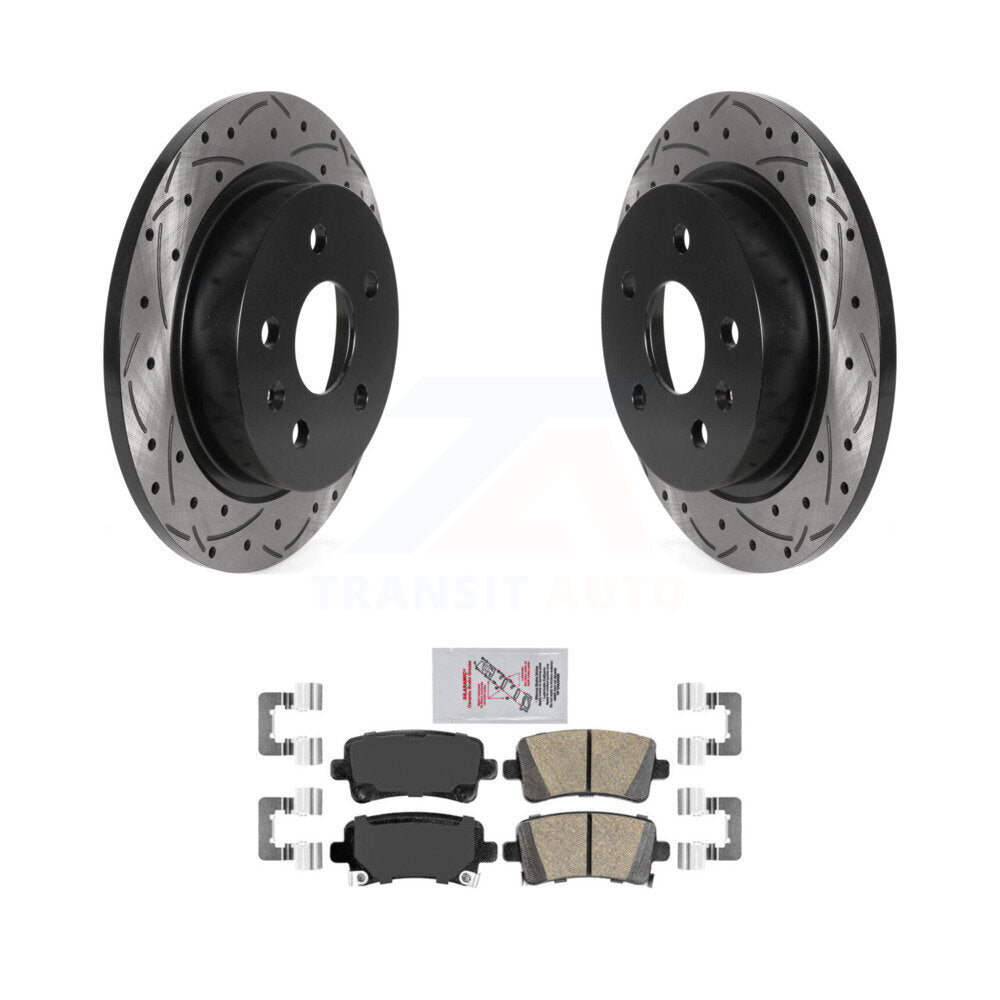 Drilled Slot Brake Rotor & Ceramic Pad Rear Kit For Chevrolet Malibu Buick Regal