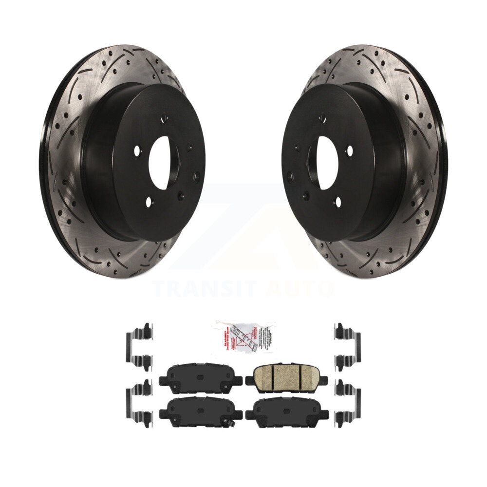 Drill Slot Brake Rotors Ceramic Pad Rear Kit For Nissan Murano INFINITI QX60 Q50