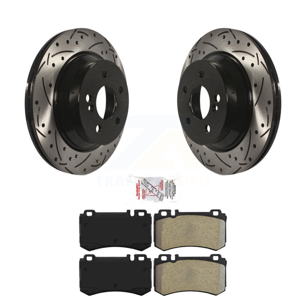 Drill Slot Disc Brake Rotor Semi-Metallic Pad Rear Kit For Mercedes-Benz E55 AMG