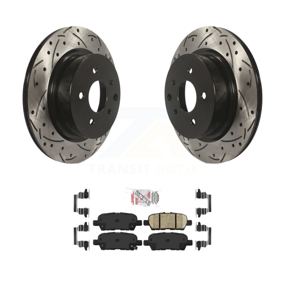 Drill Slot Brake Rotors Ceramic Pad Rear Kit For INFINITI Nissan Maxima G37 QX50