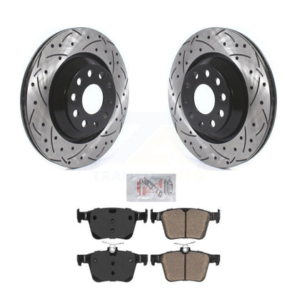Drilled Slot Disc Brake Rotor & Ceramic Pad Rear Kit For Volkswagen Atlas Golf R