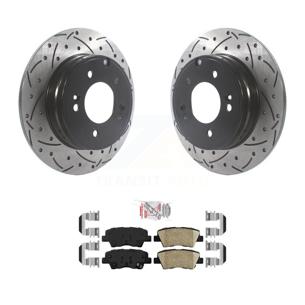 Drilled Slot Disc Brake Rotor Ceramic Pad Rear Kit For Hyundai Sonata Kia Optima