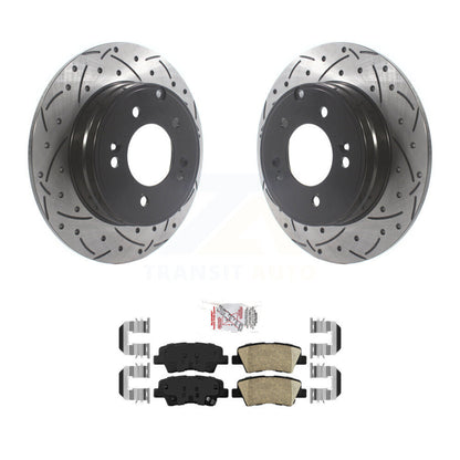 Drilled Slot Disc Brake Rotor Ceramic Pad Rear Kit For Hyundai Sonata Kia Optima