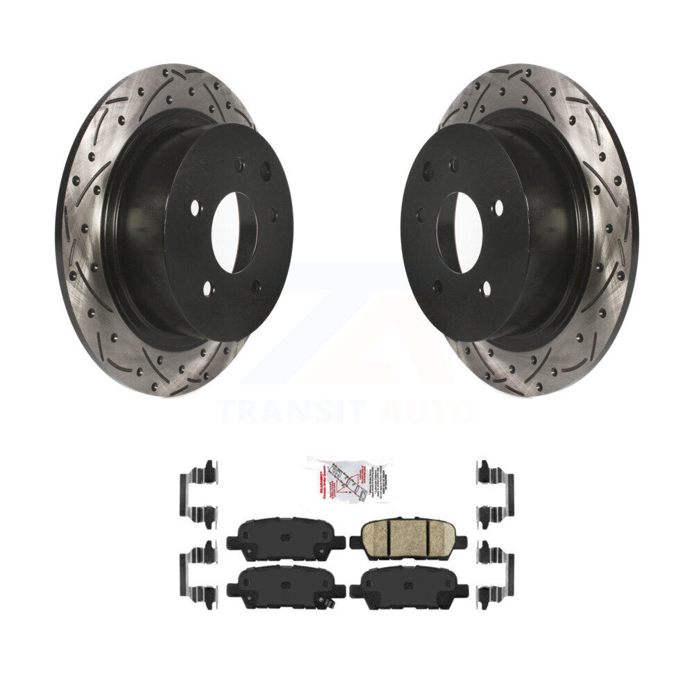 Drill Slot Brake Rotor Ceramic Pad Rear Kit For Nissan Sentra Altima Juke Maxima