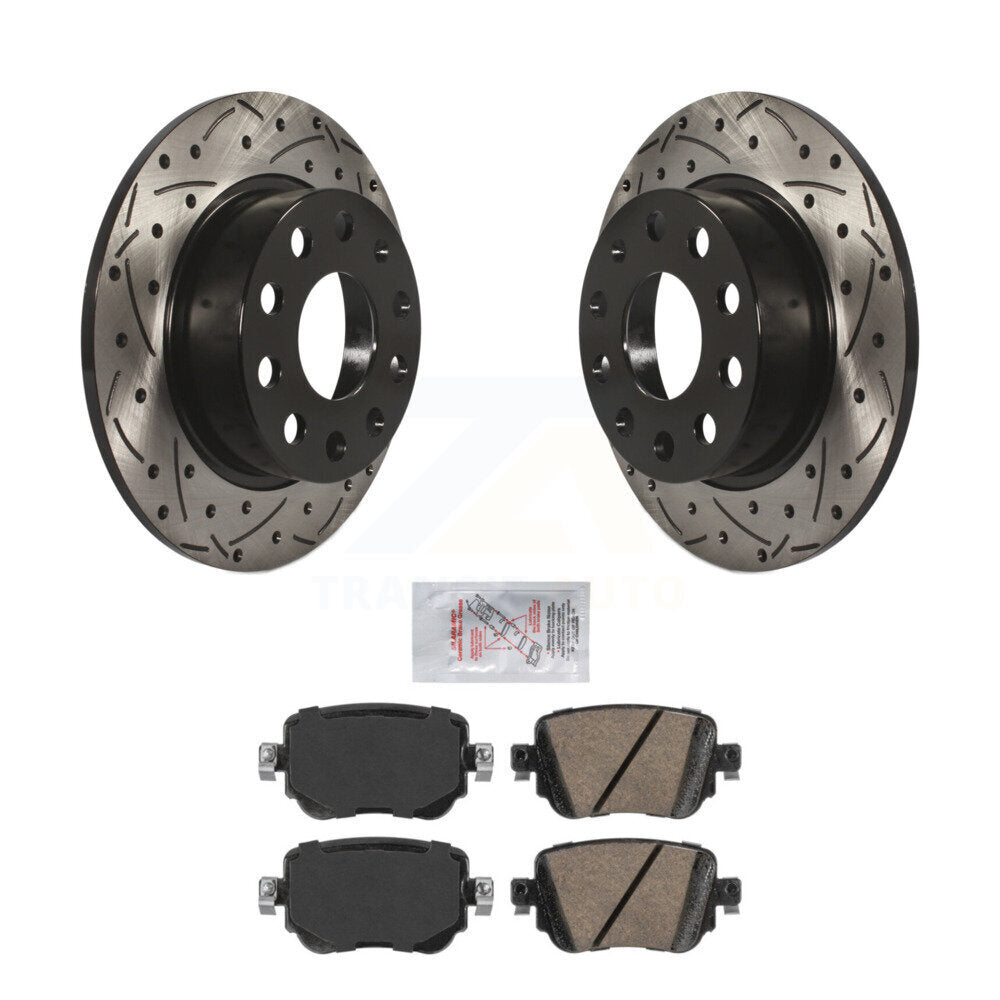 Drilled Slot Disc Brake Rotors Ceramic Pad Rear Kit For Volkswagen Golf Alltrack