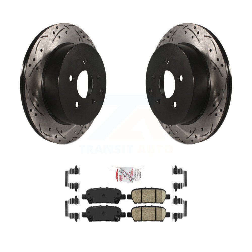 Drilled Slot Brake Rotors Ceramic Pad Rear Kit For Nissan Murano Pathfinder JX35
