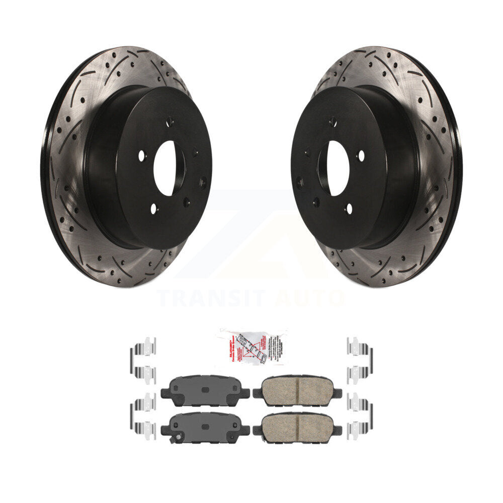 Drilled Slot Disc Brake Rotor & Ceramic Pad Rear Kit For 2009-2012 INFINITI FX35