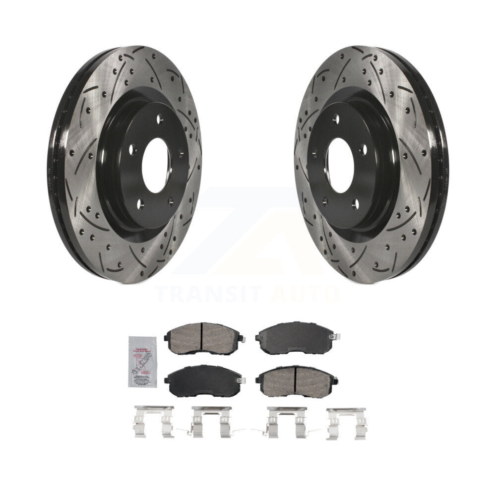 Drill Slot Disc Brake Rotor Ceramic Pad Front Kit For Nissan Sentra Turbocharged