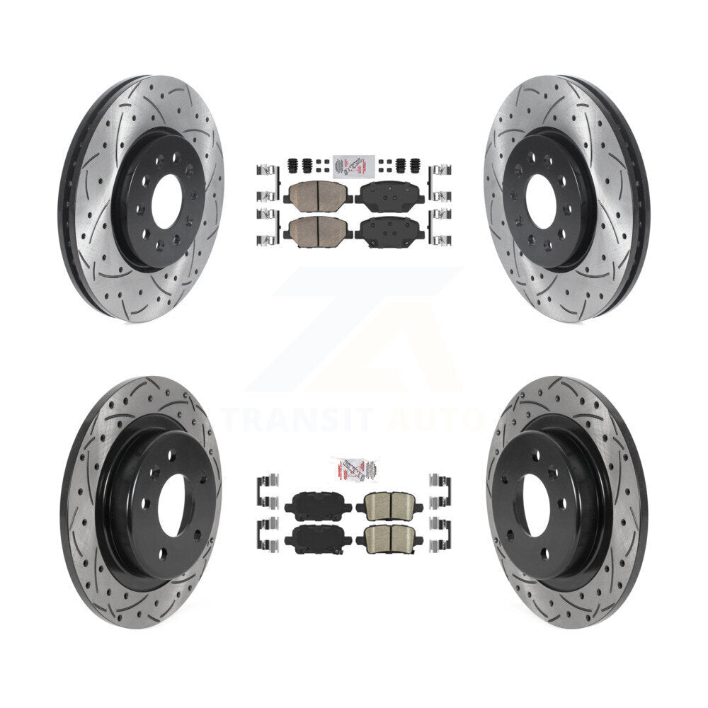 Ceramic Pad Drill Slot Disc Brake Rotor Front Rear Kit For Chevrolet Equinox GMC