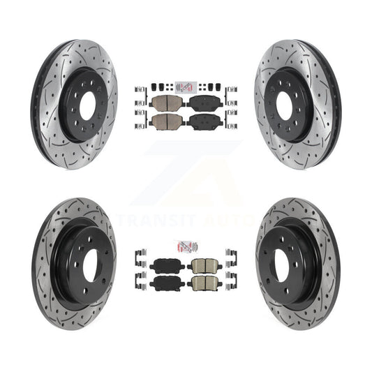 Ceramic Pad Drill Slot Disc Brake Rotor Front Rear Kit For Chevrolet Equinox GMC