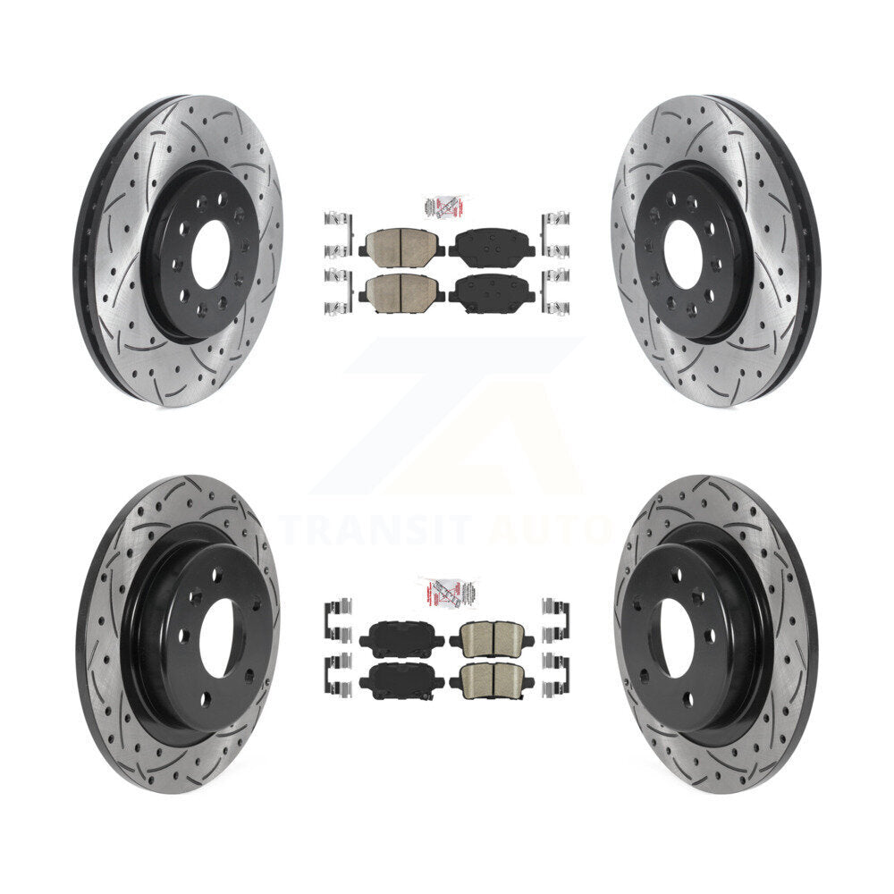 Ceramic Pad Drill Slot Disc Brake Rotor Front Rear Kit For Chevrolet Equinox GMC