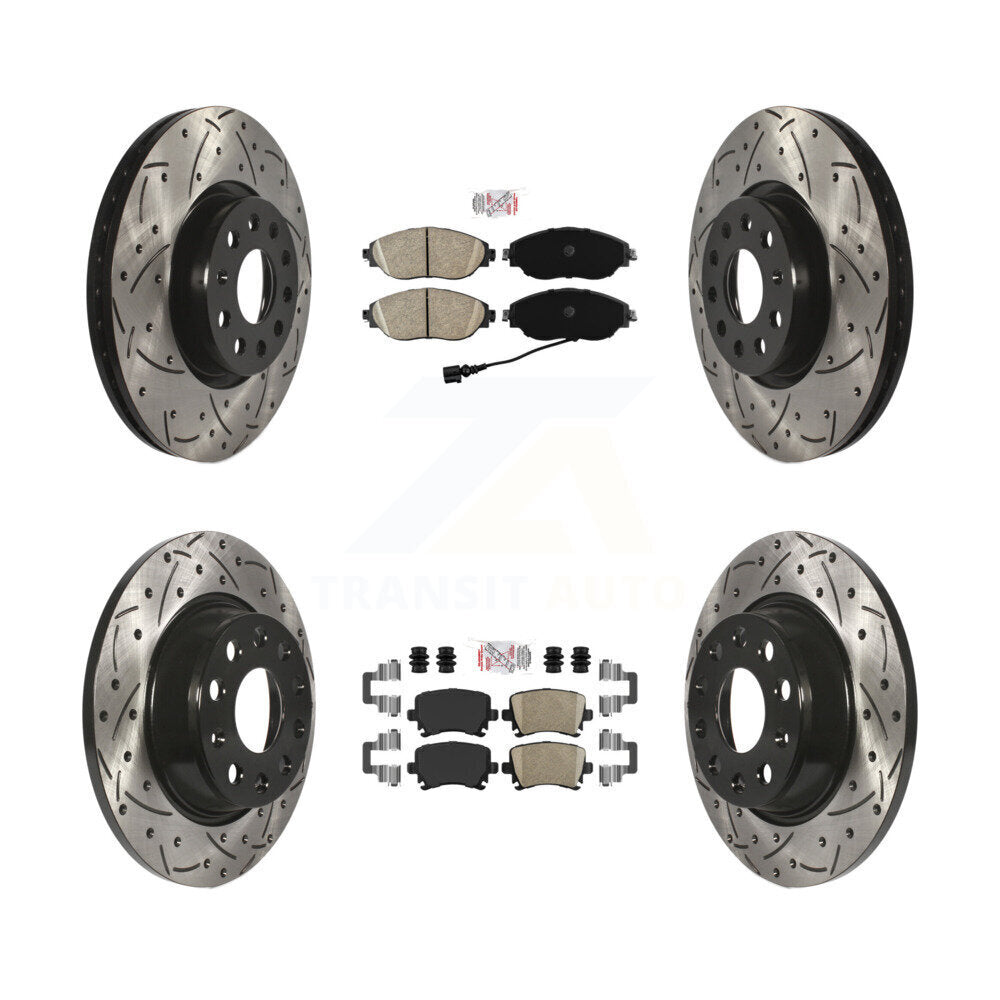 Ceramic Pad Drill Slot Brake Rotors Front Rear Kit For 17 Volkswagen CC 4 Motion