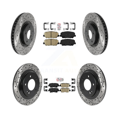 Ceramic Pad Drill Slot Brake Rotors Front Rear Kit For 2013-2015 Kia Optima 2.0L