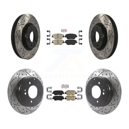 Ceramic Pad & Coated Drilled Slot Disc Brake Rotor Front Rear Kit For Kia Optima