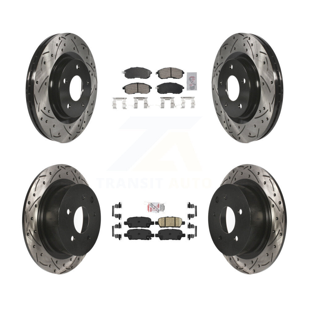 Ceramic Pad Drill Slot Brake Rotor Front Rear Kit For Nissan Sentra Turbocharged