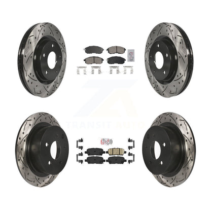 Ceramic Pad Drill Slot Brake Rotor Front Rear Kit For Nissan Sentra Turbocharged
