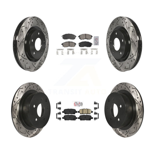 Ceramic Pad Drill Slot Brake Rotor Front Rear Kit For Nissan Sentra Turbocharged