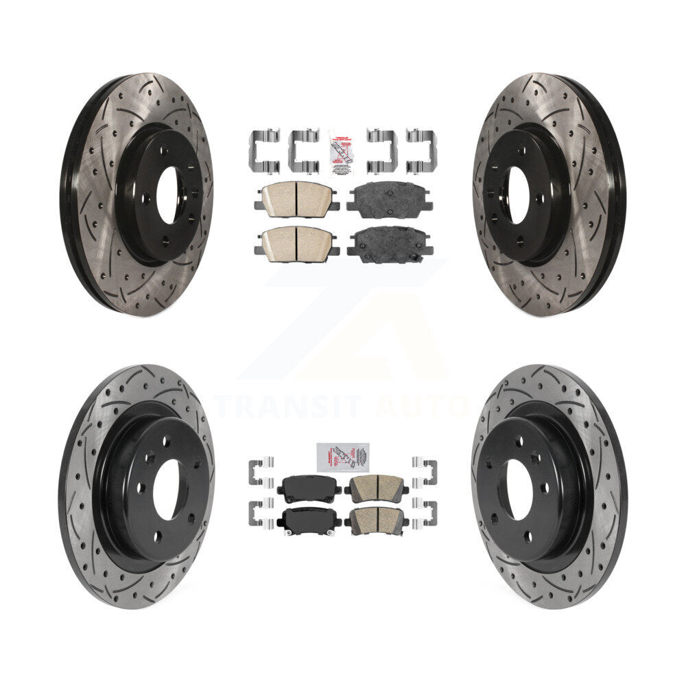 Ceramic Pad Coat Drill Slot Disc Brake Rotor Front Rear Kit For Chevrolet Malibu