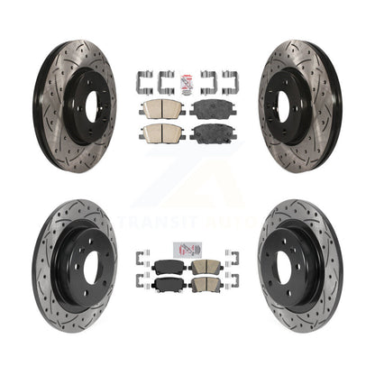 Ceramic Pad Coat Drill Slot Disc Brake Rotor Front Rear Kit For Chevrolet Malibu