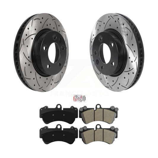 Drilled Slot Brake Rotor Semi-Metallic Pad Front Kit For Porsche Cayenne Touareg